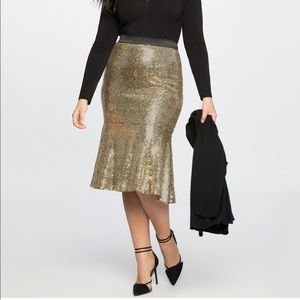Eloquii Size 28 Gold Sequin Skirt